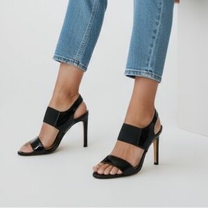 ANTONIO MELANI - STYLE NAME IS TATIANA HEELS - BLACK PATENT LEATHER - SIZE 7 -S6